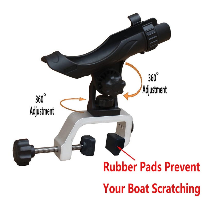 Brocraft حامل قضيب Brocraft Power Lock قابل للتعديل بالكامل مع مشبك فتح كبير من الألومنيوم / حامل قضيب قارب جون / مشبك على حامل القضيب - Image 2
